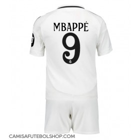 Camisa de time de futebol Real Madrid Kylian Mbappe #9 Replicas 1º Equipamento Infantil 2024-25 Manga Curta (+ Calças curtas)